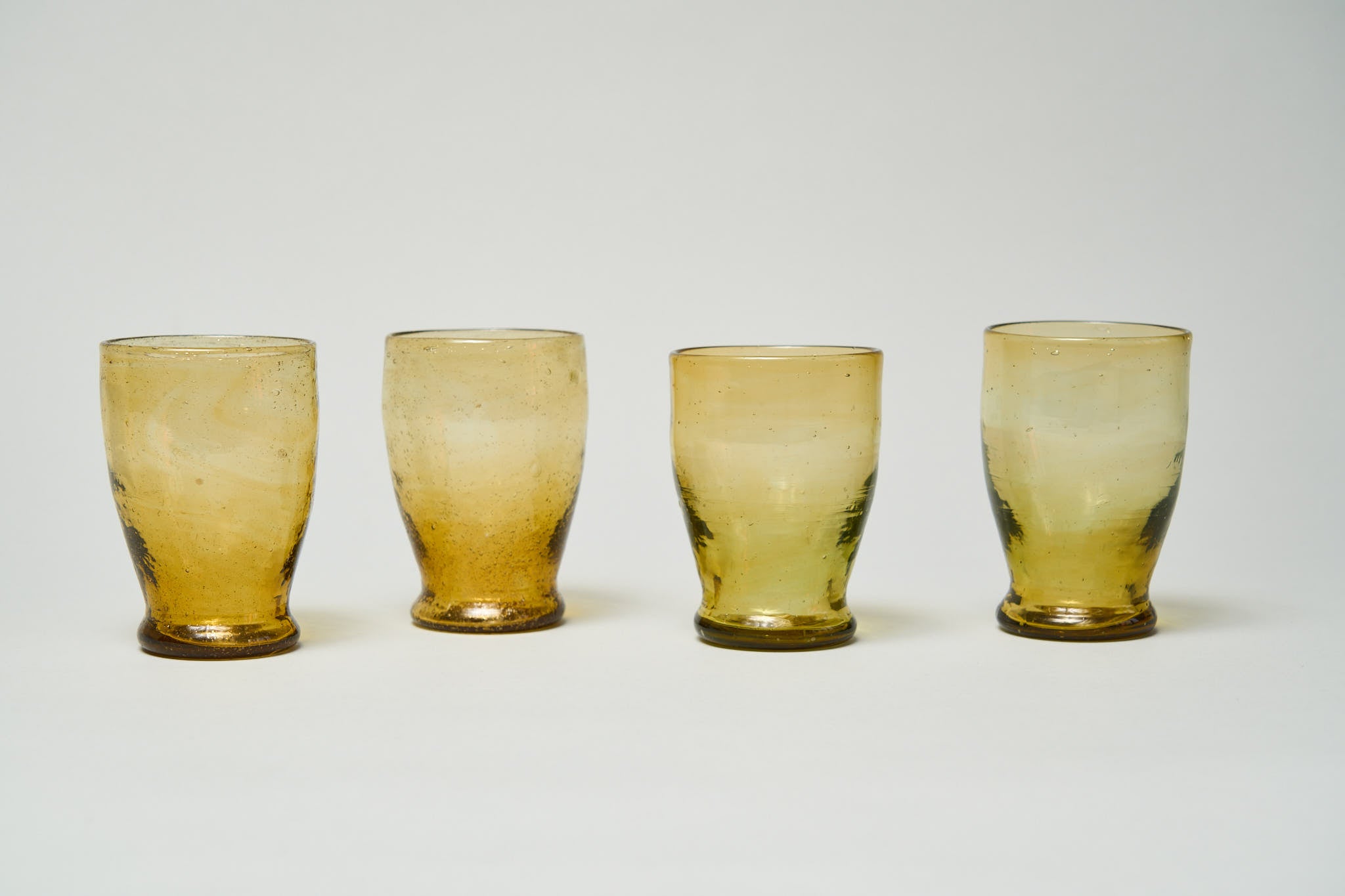 Footed Small Glasses - Amber